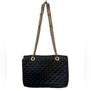 Badgley Mischka purse bag quilted studded crossbody purse with chain straps.